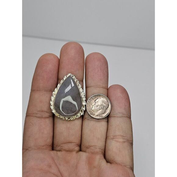 Vintage Colossal Handmade Costume Pear Shape Stone Ring Size 8.5 - Picture 6 of 7